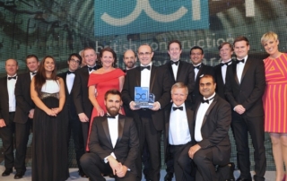 British Construction Industry Awards - Lee Tunnel JV team wins three awards, group photo with award in 2016